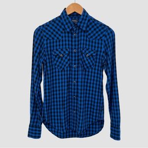 Polo Ralph Lauren Blue/Black Long Sleeve Checkered Shirt US2